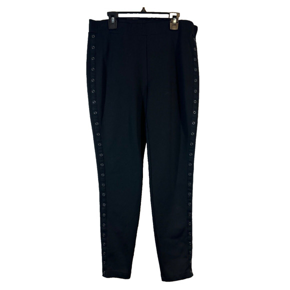 Worth Pants - Worth New York Pull On Side Snap Pants Black Elastic Waist size S Blended A60